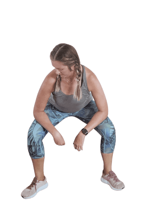 Sumo Squat to stretch your glutes after cycling